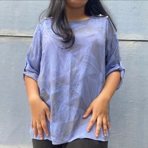 Patterned Blue Top